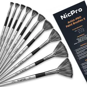 Nicpro Fan Paint Brushes 10 PCS Artist Painting Brush Set Soft Anti-Shedding Nylon Hair Wood Short Handle for Acrylic, Watercolor, Oil, Craft Painting Nicpro Fan Paint Brushes 10 PCS Artist Painting Brush Set Soft Anti-Shedding Nylon Hair Wood Short Handle for Acrylic, Watercolor, Oil, Craft Painting