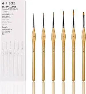 6Pcs Miniature Paint Brushes Set with Triangular Handles - for Acrylics, Oils, Watercolors & Paint by Number, Figurine 6Pcs Miniature Paint Brushes Set with Triangular Handles - for Acrylics, Oils, Watercolors & Paint by Number, Figurine