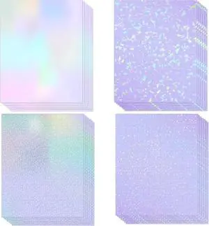 SANZIX 36 Sheets Holographic Sticker Paper - Transparent Self Adhesive Vinyl Laminate Film for Stickers, Cricut Crafts, Scrapbooking, Waterproof, A4 (Colorful, Gem, Dot, Star Patterns) SANZIX 36 Sheets Holographic Sticker Paper - Transparent Self Adhesive Vinyl Laminate Film for Stickers, Cricut Crafts, Scrapbooking, Waterproof, A4 (Colorful, Gem, Dot, Star Patterns)