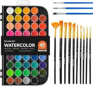 Shuttle Art 58 Pack Watercolor Paint Set, 48 Colors Watercolor Pan with 10 Paint Brushes for Beginners, Artists, Kids & Adults to Water Color Paint, Bullet Journal, Calligraphy Practice Shuttle Art 58 Pack Watercolor Paint Set, 48 Colors Watercolor Pan with 10 Paint Brushes for Beginners, Artists, Kids & Adults to Water Color Paint, Bullet Journal, Calligraphy Practice