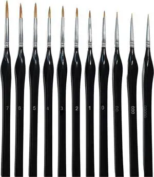 11PCs Miniature Detail Paint Brushes Set with Triangular Handles, Made Nylon bristles. Ideal for DIY Projects Including Watercolor, face Painting, Acrylic, Oils, Paint by Numbers, 40K(Black) 11PCs Miniature Detail Paint Brushes Set with Triangular Handles, Made Nylon bristles. Ideal for DIY Projects Including Watercolor, face Painting, Acrylic, Oils, Paint by Numbers, 40K(Black)
