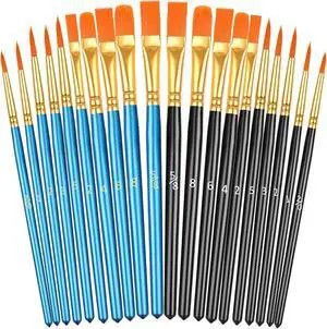 20 Pcs Paint Brushes, Acrylic Painting Brush Set, Watercolor Brushes, Acrylic Brushes for Oil Watercolor, Miniature Detailing, and Rock Painting 20 Pcs Paint Brushes, Acrylic Painting Brush Set, Watercolor Brushes, Acrylic Brushes for Oil Watercolor, Miniature Detailing, and Rock Painting