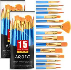 AROIC Acrylic Paint Brush Set, 30 pcs Nylon Hair Paint Brushes AROIC Acrylic Paint Brush Set, 30 pcs Nylon Hair Paint Brushes
