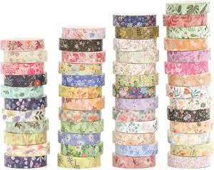 YUBBAEX Flowers Washi Tape Pack 50 Rolls Floral Printed Masking Tape Plants Decorative for Arts, DIY Crafts, Journal Supplies, Planners, Scrapbook, Card/Gift Wrapping YUBBAEX Flowers Washi Tape Pack 50 Rolls Floral Printed Masking Tape Plants Decorative for Arts, DIY Crafts, Journal Supplies, Planners, Scrapbook, Card/Gift Wrapping