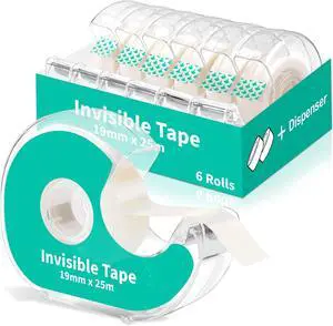 Invisible Clear Tape Bulk with Dispenser, 6 Pack Transparent Tapes Frosted Writable, Bulk Tape Rolls 7/10 X 1000 Inches School Home Office Supplies for Gift Paper Wrapping, Art Craft, Labeling Invisible Clear Tape Bulk with Dispenser, 6 Pack Transparent Tapes Frosted Writable, Bulk Tape Rolls 7/10 X 1000 Inches School Home Office Supplies for Gift Paper Wrapping, Art Craft, Labeling