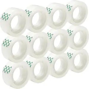 12 Rolls Transparent Tape Refills Rolls 3/4-Inch x 720 inch, 1 inch Core, Clear Gift Wrapping Tape Refill Roll for Office, Home, School 12 Rolls Transparent Tape Refills Rolls 3/4-Inch x 720 inch, 1 inch Core, Clear Gift Wrapping Tape Refill Roll for Office, Home, School