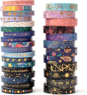 Skinny Galaxy Washi Tape Set 30 Rolls Gold Foil Decorative Starry Space Masking Tapes for Arts, DIY Crafts, Journals, Planners, Scrapbook, Wrapping Skinny Galaxy Washi Tape Set 30 Rolls Gold Foil Decorative Starry Space Masking Tapes for Arts, DIY Crafts, Journals, Planners, Scrapbook, Wrapping