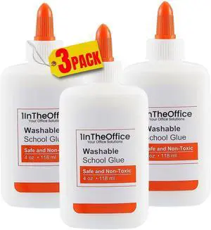 1InTheOffice School Glue, White Glue, 4 oz./ 118 ml, Washable, Non-Toxic, 3 Pack 1InTheOffice School Glue, White Glue, 4 oz./ 118 ml, Washable, Non-Toxic, 3 Pack