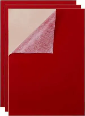 YaoHui 3PCS Self Adhesive Felt Sheets, Peel & Stick Felt Adhesive Sheets, A4 Size (8.3" x 11.8", Red) YaoHui 3PCS Self Adhesive Felt Sheets, Peel & Stick Felt Adhesive Sheets, A4 Size (8.3" x 11.8", Red)