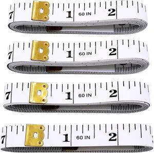 4 Pack Soft Tape Measure Double Scale 60-inch/150cm, Fabric Craft Tape Measure & Medical Body Measurement, Sewing Flexible Vinyl Ruler & Measuring Tape for Body Weight Loss (White) 4 Pack Soft Tape Measure Double Scale 60-inch/150cm, Fabric Craft Tape Measure & Medical Body Measurement, Sewing Flexible Vinyl Ruler & Measuring Tape for Body Weight Loss (White)