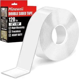 Double Sided Heavy Duty Extra Strong Adhesive Tape - 1.2 Inch x 10 feet - Removable Nano Tape for Poster Carpet Picture Hanging Strip Rug Wall Outdoor - Adhesive Multipurpose Clear Mounting Tape Double Sided Heavy Duty Extra Strong Adhesive Tape - 1.2 Inch x 10 feet - Removable Nano Tape for Poster Carpet Picture Hanging Strip Rug Wall Outdoor - Adhesive Multipurpose Clear Mounting Tape