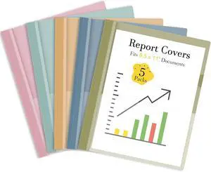 Ndsox 5 Pack Clear Front Report Covers with 3-Prong Fasteners for 8.5"x11" Ndsox 5 Pack Clear Front Report Covers with 3-Prong Fasteners for 8.5"x11"