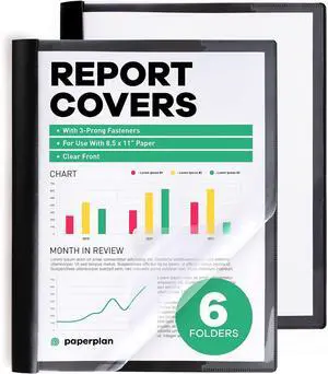 Report Covers - (Set of 6), 8.5 x 11 Letter Size, by Paper Plan, Clear Front Folders - Ideal for Presentations, Resumes & Keeping Your Documents Neat and Professional Report Covers - (Set of 6), 8.5 x 11 Letter Size, by Paper Plan, Clear Front Folders - Ideal for Presentations, Resumes & Keeping Your Documents Neat and Professional
