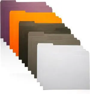 Colored File Folders 15-Pack 5 Assorted Colors Letter Size, 1/3-Cut Tabs Paper Folders Modern Set: Black, Grey, White, Orange, Purple (Modern Set) Colored File Folders 15-Pack 5 Assorted Colors Letter Size, 1/3-Cut Tabs Paper Folders Modern Set: Black, Grey, White, Orange, Purple (Modern Set)