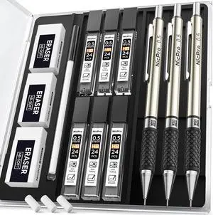 Nicpro 0.5 mm Art Mechanical Pencil Set in Storage Case, 3 PCS Nicpro 0.5 mm Art Mechanical Pencil Set in Storage Case, 3 PCS