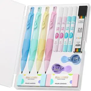 Four Candies 4PCS 2mm Mechanical Pencils for Kids, Comfort Ergonomic Grip Four Candies 4PCS 2mm Mechanical Pencils for Kids, Comfort Ergonomic Grip