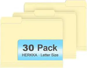 Manila Folders, HERKKA 30 Pack 1/3 Cut Tab File Folders, Manila Folders 8.5 x 11 Designed for Office and Classroom Use, Letter Size Manila Folders, HERKKA 30 Pack 1/3 Cut Tab File Folders, Manila Folders 8.5 x 11 Designed for Office and Classroom Use, Letter Size