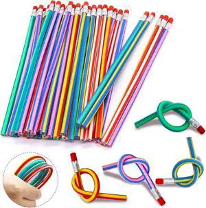 40 Pcs 7 Inch Flexible Pencils,Soft Novelty Pencil,Multi Colored Striped Soft Pencil with Eraser for Kids Gift 40 Pcs 7 Inch Flexible Pencils,Soft Novelty Pencil,Multi Colored Striped Soft Pencil with Eraser for Kids Gift