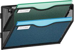 Marbrasse Wall File Holder 2-Tier Hanging Wall File Organizer, Mesh Mail Holder for Papers, Wall Mount File Clipboard & Magazine Organizer Great for Office Home (Black) Marbrasse Wall File Holder 2-Tier Hanging Wall File Organizer, Mesh Mail Holder for Papers, Wall Mount File Clipboard & Magazine Organizer Great for Office Home (Black)