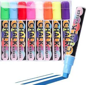 Liquid Chalk Markers Pens, 8 Colors Washable & Wet Erase Neon Chalk Makers for Blackboard, Glass Window, Chalkboard Signs, Graduation Celebration School Kids Art Liquid Chalk Markers Pens, 8 Colors Washable & Wet Erase Neon Chalk Makers for Blackboard, Glass Window, Chalkboard Signs, Graduation Celebration School Kids Art