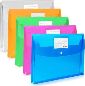 5 Pack Plastic Envelopes with Snap Closure,Large-Capacity Colored Clear Folders for Documents File Folder,Poly Envelopes A4 Letter Size(13"×9.5") for School Home Office,Assorted Colors 5 Pack Plastic Envelopes with Snap Closure,Large-Capacity Colored Clear Folders for Documents File Folder,Poly Envelopes A4 Letter Size(13"×9.5") for School Home Office,Assorted Colors