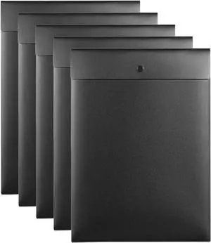 VANRA Vertical File Folders Poly Filing Envelope Plastic Project Folder with Snap Button Closure for A4 Letter Size Paper (Pack of 5, Black) VANRA Vertical File Folders Poly Filing Envelope Plastic Project Folder with Snap Button Closure for A4 Letter Size Paper (Pack of 5, Black)