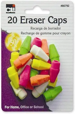 Charles Leonard Pencil Eraser Caps, Neon, Assorted, 20-Pack (80792) Charles Leonard Pencil Eraser Caps, Neon, Assorted, 20-Pack (80792)