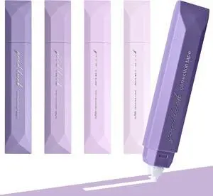Temiary 5Pcs White Correction Tapes, White Tape Pen Smooth Pull Out, Purple Temiary 5Pcs White Correction Tapes, White Tape Pen Smooth Pull Out, Purple