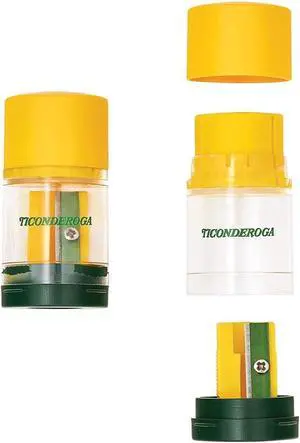 Ticonderoga Duo 2-in-1 Sharpener & Eraser, 2.125" x 1.125" x 1", Yellow/Green Ticonderoga Duo 2-in-1 Sharpener & Eraser, 2.125" x 1.125" x 1", Yellow/Green