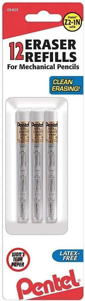 Pentel 399683 Refill Erasers White 12/Pack (Z2-1N),Tube Pentel 399683 Refill Erasers White 12/Pack (Z2-1N),Tube