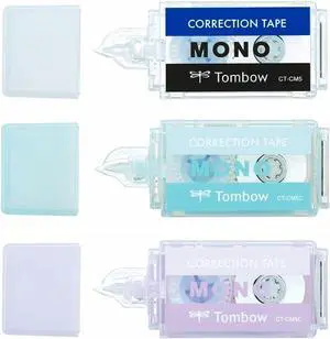 Tombow Pencil Correction Tape, Mono Pocket, 5mm Wide, Assorted, Pack of 3 (MONO, Blue, Purple) KCC-321X Tombow Pencil Correction Tape, Mono Pocket, 5mm Wide, Assorted, Pack of 3 (MONO, Blue, Purple) KCC-321X