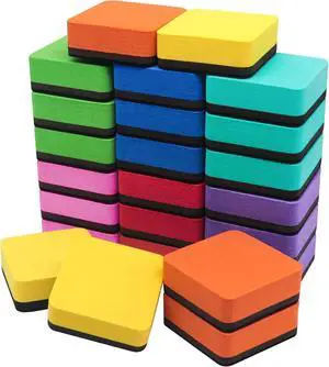 Magnetic Whiteboard Dry Erasers, 8-Color, 24 Pack, 2 x 2 Inch Magnetic Whiteboard Dry Erasers, 8-Color, 24 Pack, 2 x 2 Inch