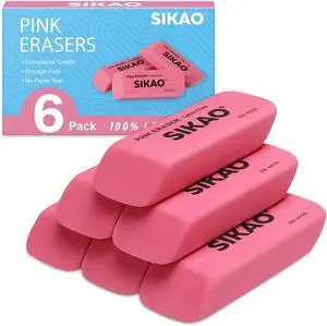 Pink Erasers, 6 Pack Pencil Erasers Pink Erasers, 6 Pack Pencil Erasers