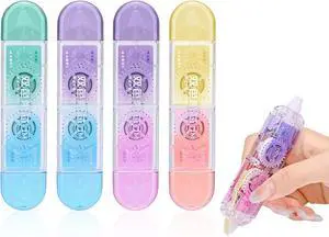 Temiary 4 Pcs 2 in 1 White & Beige Correction Tapes Pens, Gradient Color Temiary 4 Pcs 2 in 1 White & Beige Correction Tapes Pens, Gradient Color