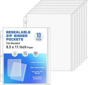 Antner 10 Pack Letter Size Binder Pockets 3 Ring Binder Zipper Pouch, 3-Hole Waterproof Resealable Zip Loose Leaf Insert Bags PVC Document Organizer Folders Page Sheet Protectors for 8.5x11 Paper Antner 10 Pack Letter Size Binder Pockets 3 Ring Binder Zipper Pouch, 3-Hole Waterproof Resealable Zip Loose Leaf Insert Bags PVC Document Organizer Folders Page Sheet Protectors for 8.5x11 Paper
