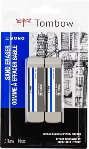 Tombow 67304 Mono Sand Eraser, 2-Pack. Silica Eraser Designed to Remove Colored Pencil and Ink Markings Tombow 67304 Mono Sand Eraser, 2-Pack. Silica Eraser Designed to Remove Colored Pencil and Ink Markings