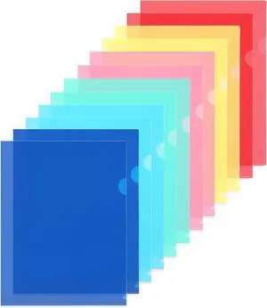 WOT I 12 Pack Clear Document Folders, Plastic Transparent Folders Copy Safe Project Pockets, for Letter Size Sheets, 6 Vibrant Color WOT I 12 Pack Clear Document Folders, Plastic Transparent Folders Copy Safe Project Pockets, for Letter Size Sheets, 6 Vibrant Color