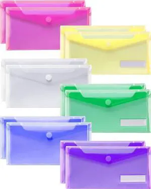 Sooez Small Plastic Envelopes, 12 Pack Plastic Money Envelopes for Cash, A6 Sooez Small Plastic Envelopes, 12 Pack Plastic Money Envelopes for Cash, A6