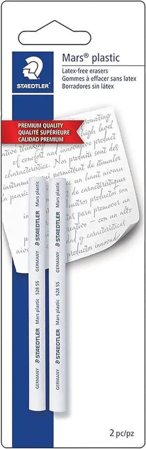 STAEDTLER Mars Plastic Eraser Refills - Latex-Free Erasers, Replacements for Refillable Holder, Home, School & Office, White, 2-Pack STAEDTLER Mars Plastic Eraser Refills - Latex-Free Erasers, Replacements for Refillable Holder, Home, School & Office, White, 2-Pack