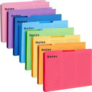 Shindel 16 Pack Letter Size File Folders, 1/3 Cut Lined Notes, 8 Colors Shindel 16 Pack Letter Size File Folders, 1/3 Cut Lined Notes, 8 Colors