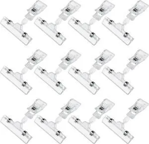 Clear Sign Clips Merchandise Display 12 Pack Plastic Label Pop Clips on Sign Holder Shelf Double Sided Swivel Price Tag Holders on Clothing Rack Rotatable Menu Clamps for Sale Retail Display Clear Sign Clips Merchandise Display 12 Pack Plastic Label Pop Clips on Sign Holder Shelf Double Sided Swivel Price Tag Holders on Clothing Rack Rotatable Menu Clamps for Sale Retail Display