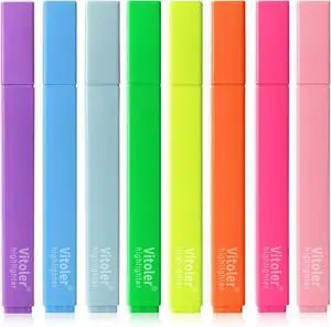 Vitoler Highlighters Assorted Color,Bright Color Dry Fast,Chisel Tip,8Pcs Vitoler Highlighters Assorted Color,Bright Color Dry Fast,Chisel Tip,8Pcs