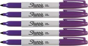 Sharpie Purple Markers, Fine Point Tip, Permanent Markers, 5-Count Sharpie Purple Markers, Fine Point Tip, Permanent Markers, 5-Count