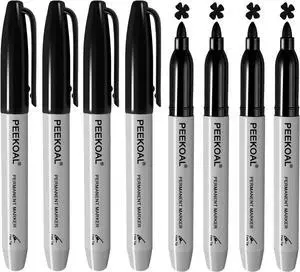 Black Permanent Markers, 8 Pack Fine Tip, Quick Dry Marking Pens Black Permanent Markers, 8 Pack Fine Tip, Quick Dry Marking Pens