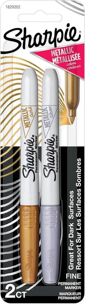 Sharpie Metallic Fine Point Permanent Marker, Assorted Colors, 2-Pack - 1829202 Sharpie Metallic Fine Point Permanent Marker, Assorted Colors, 2-Pack - 1829202