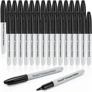 Nicecho Permanent Markers, Black Permanent Marker Pens, 30 Count Fine Point Basic Marker Set Nicecho Permanent Markers, Black Permanent Marker Pens, 30 Count Fine Point Basic Marker Set