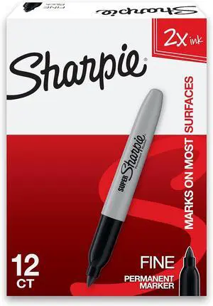 Sharpie Super Permanent Markers, Fine Point, Black, 12 Count - Quick Drying, For Classroom, Poster Boards, Office, Home, Teacher Supplies Sharpie Super Permanent Markers, Fine Point, Black, 12 Count - Quick Drying, For Classroom, Poster Boards, Office, Home, Teacher Supplies