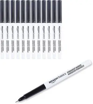 Amazon Basics Ultra Fine Point Permanent Markers for Drawing and Writing, Quick Drying, Fade Resistant, Black, 12-Pack Amazon Basics Ultra Fine Point Permanent Markers for Drawing and Writing, Quick Drying, Fade Resistant, Black, 12-Pack