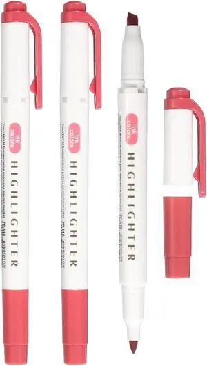 PATIKIL Highlighter Pen, 3 Pack Double Ended Highlighter Broad and Round Tips Marker Pens Studying Supplies for Office Home Daily Use, Red PATIKIL Highlighter Pen, 3 Pack Double Ended Highlighter Broad and Round Tips Marker Pens Studying Supplies for Office Home Daily Use, Red