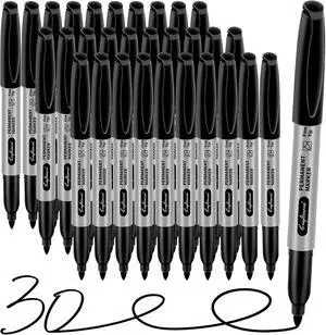 Black Permanent Markers Bulk Fine Point, Fine Tip Markers Set, Waterproof, Quick Drying and Fade Resistant, Works on Wood, Plastic, Paper, Metal for Classroom, Office, Home, 30 Count Black Permanent Markers Bulk Fine Point, Fine Tip Markers Set, Waterproof, Quick Drying and Fade Resistant, Works on Wood, Plastic, Paper, Metal for Classroom, Office, Home, 30 Count